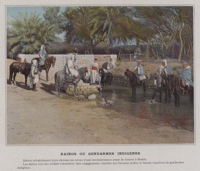 Dairos ou Gendarmes Indigenes (värillinen kuva) tekijältä (after) French Photographer