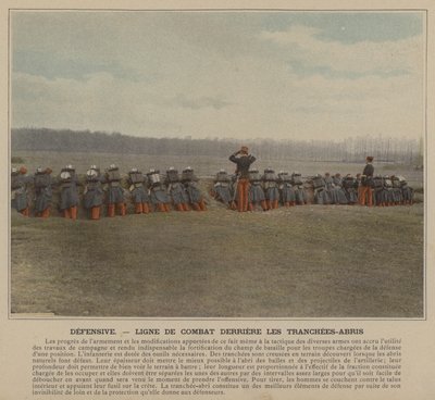 Puolustava taistelulinja suojahautojen takana (värillinen kuva) tekijältä (after) French Photographer