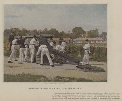 Canon de 95:n laskeminen Affut de Siege et Placesta (värillinen kuva) tekijältä (after) French Photographer