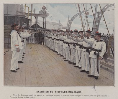 Pistos-revolveriharjoitus (värillinen kuva) tekijältä (after) French Photographer