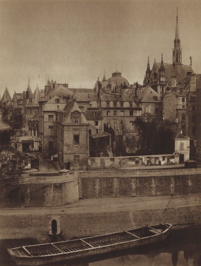 Palais de Justice, katsottuna Quai des Orfevresista vuonna 1862 (m/v kuva) tekijältä (after) French Photographer