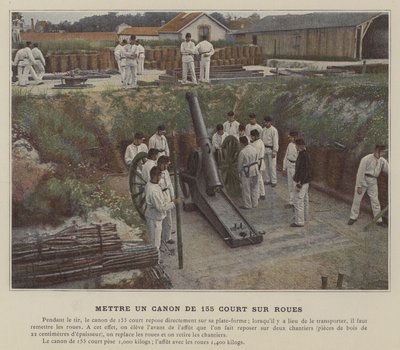 Canon de 155 Courtin asettaminen pyörille (värillinen kuva) tekijältä (after) French Photographer