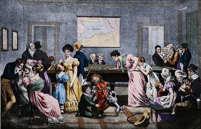 Biljardisali 1800-luvulla, Marketin kaiverrus (väri litho) tekijältä (after) French School