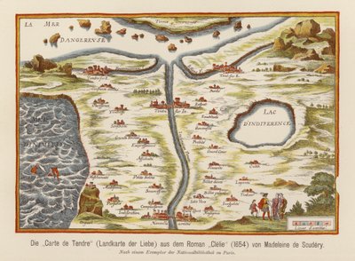 Carte de Tendre, Medeleine de Scuderyn romaanista Clelie. tekijältä (after) French School