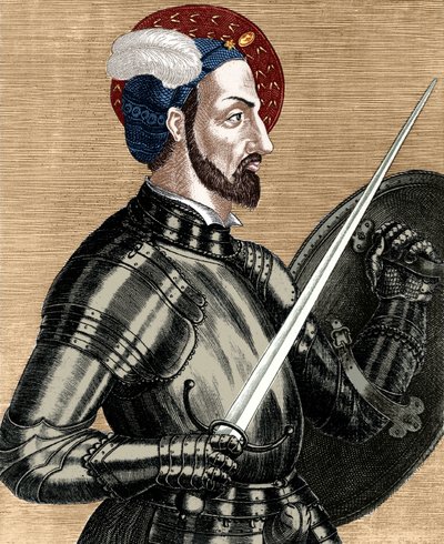 Charles of Bourbon (1490-1527), Ranskan armeijoiden ylipäällikkö, kaiverrus värillinen asiakirja tekijältä (after) French School