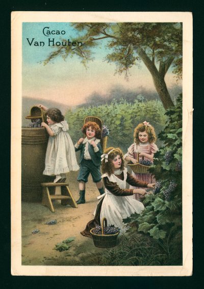 Lapset poimimassa viinirypäleitä (chromolitho) tekijältä (after) French School