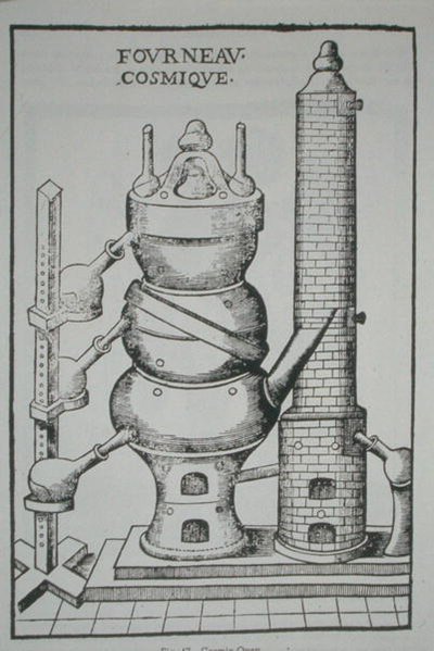Cosmic Oven, Annibal Barletin (1653) "La Theotechnie Ergocosmique" -teoksesta, joka on kuvattu 1800-luvun lopulla julkaistussa taikuuden historiassa (litho) tekijältä (after) French School