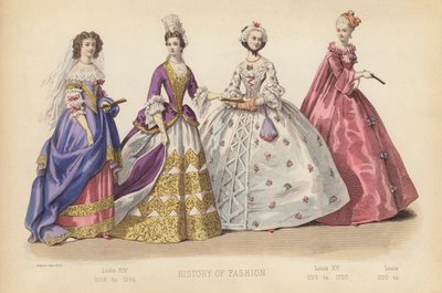 Muoti Ranskassa: XV 1720-1760; Louis 1720-1760; Louis 1720-1760 (värillinen kaiverrus). tekijältä (after) French School