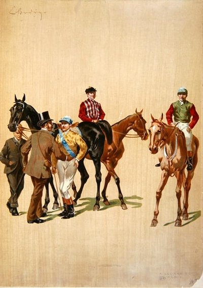 Jockeys kilparadalla, n.1875 (väri litho) tekijältä (after) French School