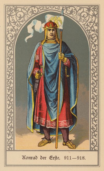 Conrad I, Saksan kuningas, Itä-Frankian kuningas (värilitografia) tekijältä (after) German School