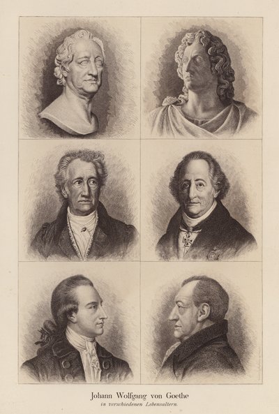 Johann Wolfgang von Goethe, saksalainen runoilija ja näytelmäkirjailija (litografia) tekijältä (after) German School