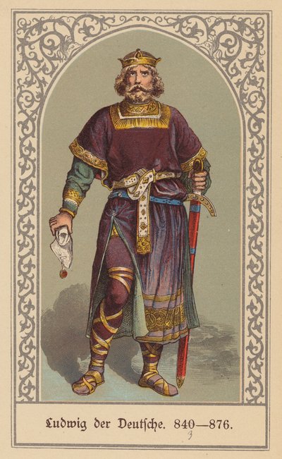 Ludvig Saksalainen, Itä-Frankistanin kuningas (värilitografia) tekijältä (after) German School