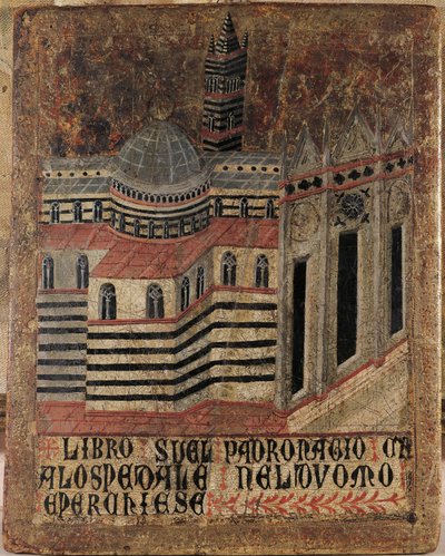 Italia, Siena, katedraali, maalaus puulle, jäljennetty Biccherna-tabletille tekijältä (after) Italian School