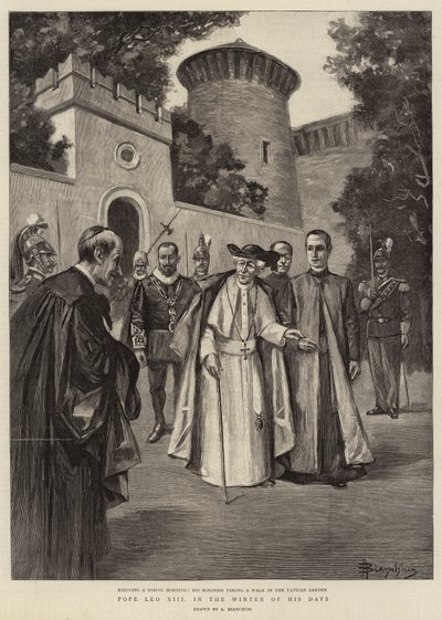 Paavi Leo XIII päiviensä talvella (kaiverrus) tekijältä (after) Italian School