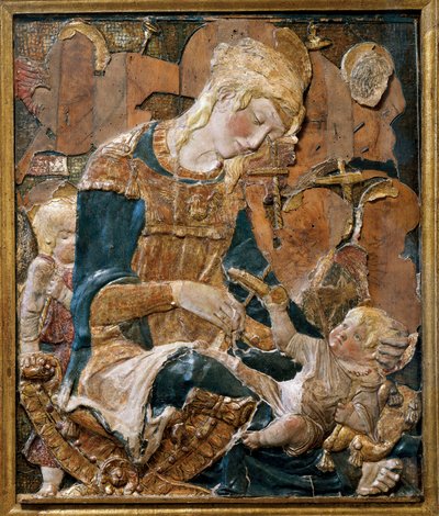 Madonna ja lapsi, basreliefi (terrakotta) tekijältä (attr. to) Donatello