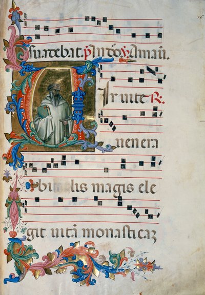 Valaistu nimikirjain San Romualdon hahmolla (Corale 8, n. 76), Santa Maria degli Angelin kuorokirjaan 8 tekijältä (c.1370 1425) Lorenzo Monaco