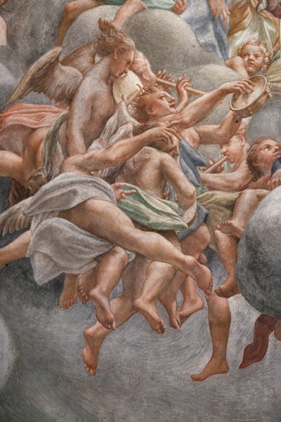 Kulmat soittavat soittimia, , yksityiskohta numerosta 3660852 tekijältä (c.1489 1534) Correggio