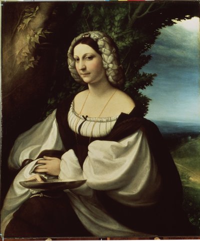 ""Naisen muotokuva" (Naisen muotokuva) Se olisi joko runoilija Ginevra Rangone tai Veronica Gambara (1485-1550), Correggion kaupungin persoonallisuudet. Antonio Allegrin maalaus, joka tunnetaan nimellä Il Correggio (The Correge tekijältä (c.1489 1534) Correggio