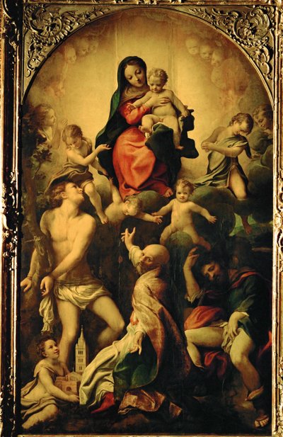Pyhän Sebastianin Madonna ... tekijältä (c.1489 1534) Correggio