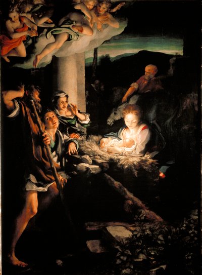 Pyhä yö (nativiitti). Antonio Allegrin maalaus dit Il Correggio (The Correge tekijältä (c.1489 1534) Correggio