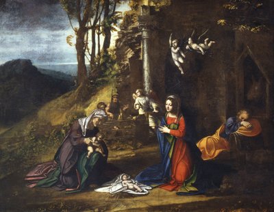 Jeesuksen syntymä Pyhän Elisabetin ja nuoren Johannes Kastajan kanssa tekijältä (c.1489 1534) Correggio