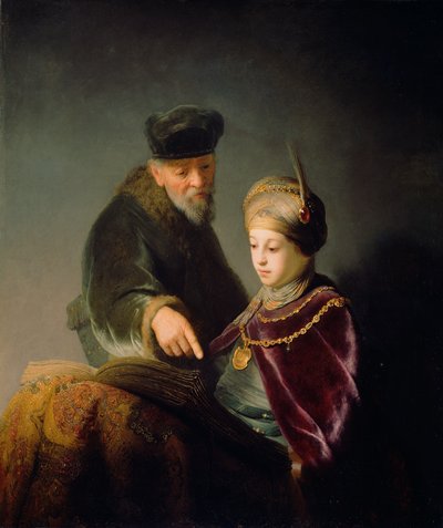 Nuori tutkija ja hänen opettajansa, n. 1629-30 (öljy kankaalle) tekijältä studio of Rembrandt Harmensz. van Rijn