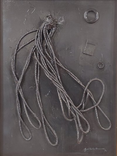 G. C. Riccardi, Combustione n. 3, 1990, sekatekniikka kankaalle, 60x80, Arpino, Umberto Mastroianni -säätiö, Italia. tekijältä Gian Carlo Riccardi