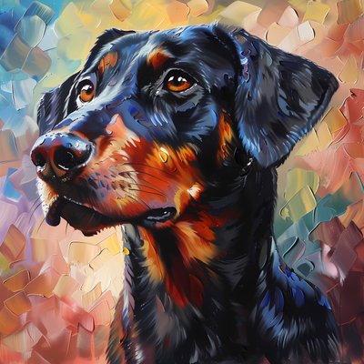Abstrakti Rhodesian Ridgeback koira maalaus, eläinten koristelu, seinätaide tulostaa tekijältä F. Abderrahim