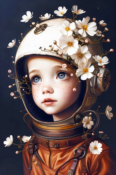 lapsi astronautti planeetalla Kukat, mukautettuja kuvapainatuskokoja tekijältä F. Abderrahim