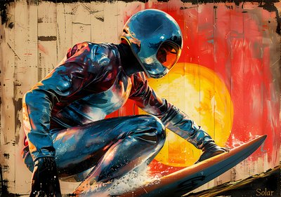 Surfer maalaus, Retro Movie juliste, seinäkoriste, taide tulostaa pyynnöstä tekijältä F. Abderrahim