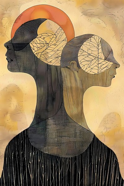 Kaksi ystävää tytöt maalaus, Gustav Klimt tyyli, figuratiivinen seinätaide tulostaa tekijältä F. Abderrahim