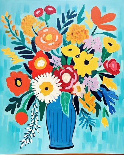 Matisse inspiraatio kukkia maljakossa | kukka taidetulosteita seinäkoristeeksi tekijältä F. Abderrahim