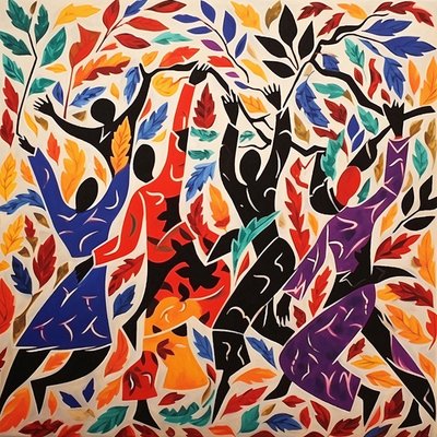 Syksyn lehtien tanssi Matisse-tyyliin | online mukautettuja kankaalle tulosteita tekijältä F. Abderrahim
