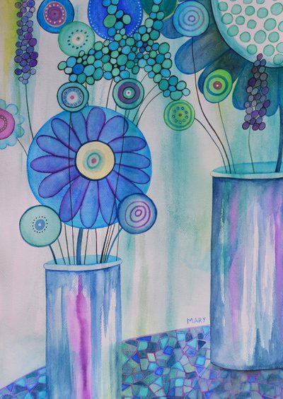 Modernit kukat tekijältä Marys Watercolors
