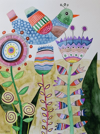 Hullu lintu tekijältä Marys Watercolors