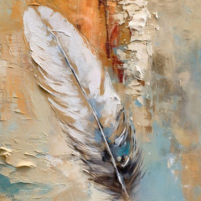 Abstrakti Golden Feathers öljymaalaus, online mukautettuja kankaalle tulosteita tekijältä F. Abderrahim