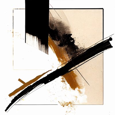 Musta  Beige Diagonal Strokes Wall Art, kankaalle tulostaa pyynnöstä tekijältä F. Abderrahim