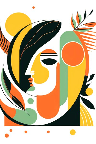 Minimaalinen abstrakti, Boho linjat ja muodot, picasso tyyli ,kankaalle tulosta pyynnöstä tekijältä F. Abderrahim