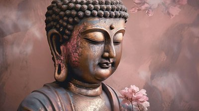 Rauhallinen Buddha lootuksen seinätaiteen olohuoneeseen, vaakasuora kangas kankaalle tekijältä F. Abderrahim