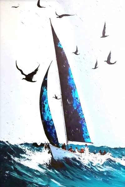 Ravens  Stormy Waves Abstrakti akryyli Expression, Custom Canvas tulostaa tekijältä F. Abderrahim
