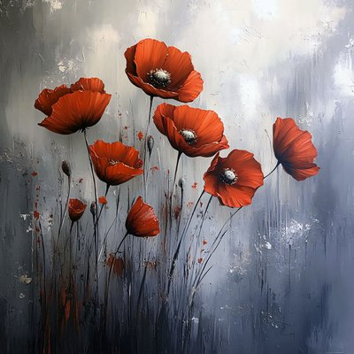 Red Poppies Canvas Wall Art Modern, seinäkoristeet mihin tahansa huoneeseen tekijältä F. Abderrahim