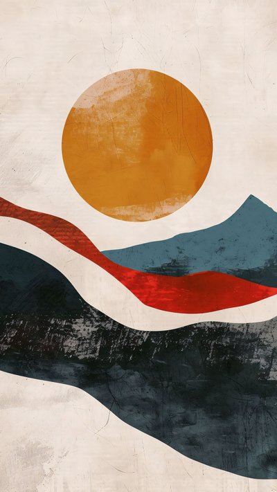 Rustic Sunset Abstrakti - Taiteellinen maisema, seinäkoriste tulostaa tekijältä F. Abderrahim