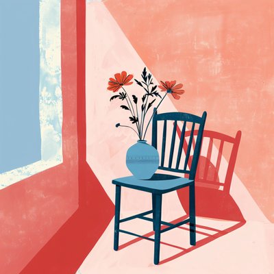 kasvi, tuoli  keraaminen maljakko, boheemi tyyli, moderni seinäkoriste | print on demand tekijältä F. Abderrahim
