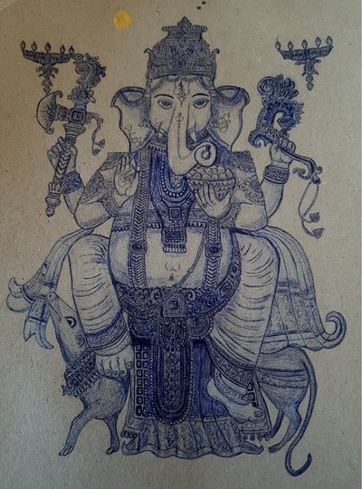 Ganesha ratsastaa Vahanalla. tekijältä Andy Schweigard