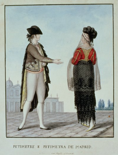 Aatelismies ja aatelisnainen Madridista, 1700-luvun loppu (wc paperilla) tekijältä 18th century Naples school