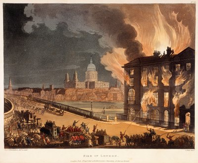Tulipalo Lontoossa tekijältä A.C., Rowlandson, Pugin