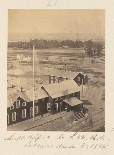 Ylitarkastajan toimisto, Yhdysvaltain sotilasrautatie, Alexandria, Virginia. tekijältä A.J. Russell