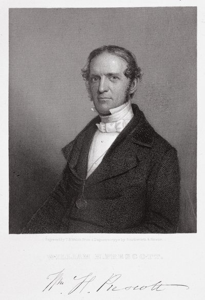 William Hickling Prescott, kaiverrus Thomas B. Welch (1814-74) dagerrotypian mukaan tekijältä A.S. and Hawes, J. Southworth