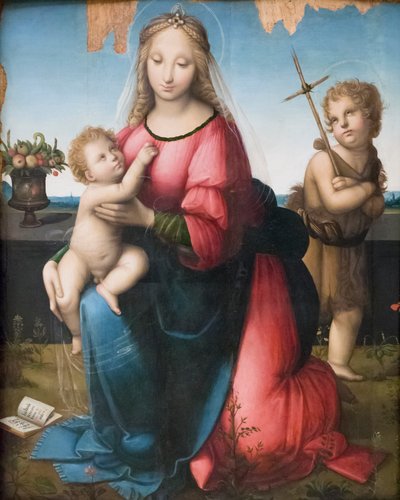 Madonna ja lapsi Nuoren St Johnin kanssa, Andrea Piccinelli, joka tunnetaan nimellä il Brescianino (öljy paneelissa) tekijältä A. (1485-c.1525) Piccinelli