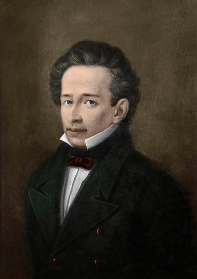 Giacomo Leopardin (1798-1837) muotokuva A. Ferrazzin muotokuvasta - tekijältä A. (after) Ferrazzi